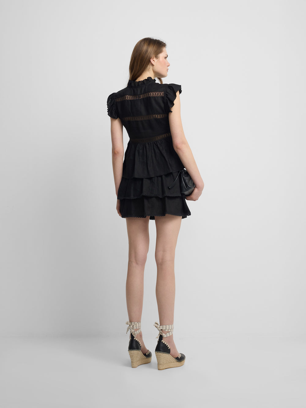 Falda mini lino negra