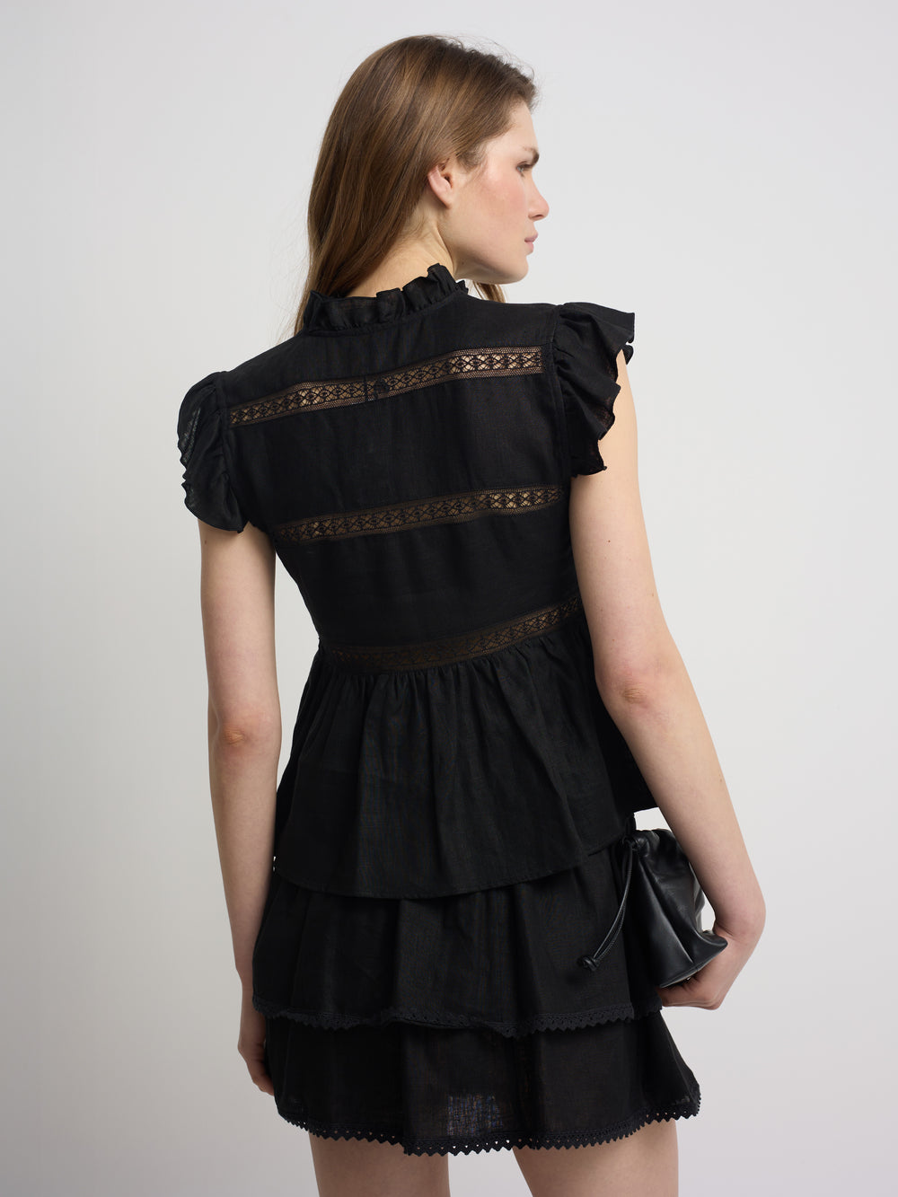 Falda mini lino negra