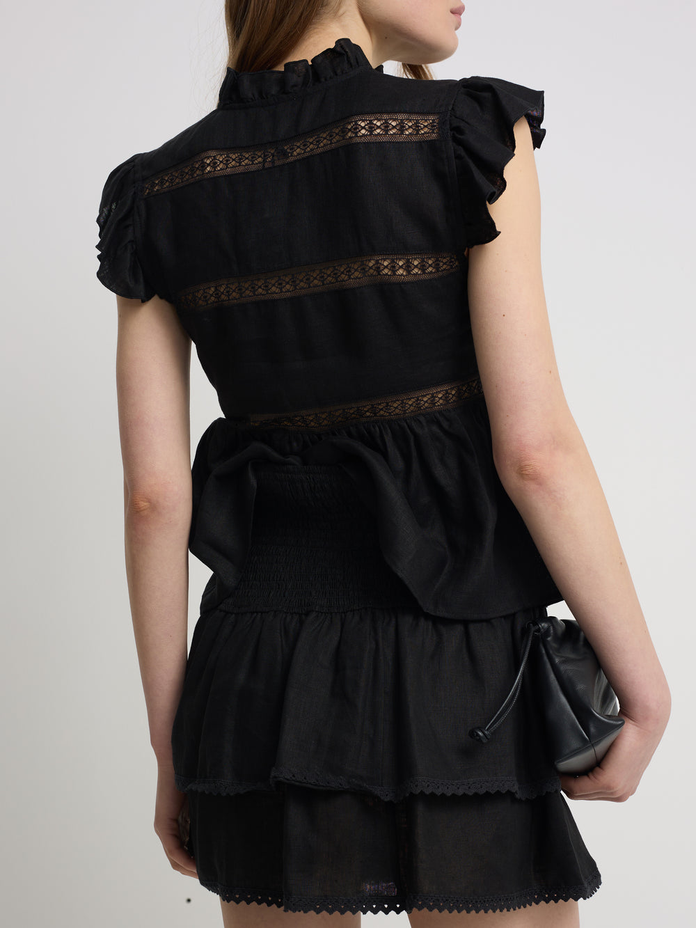 Falda mini lino negra