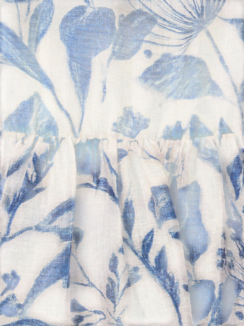 Saia estampada com flores azuis