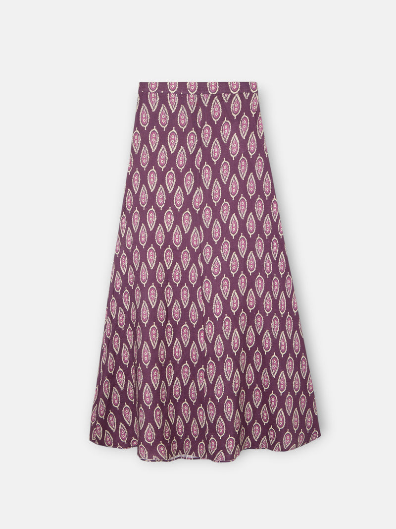 Falda larga estampado burdeos