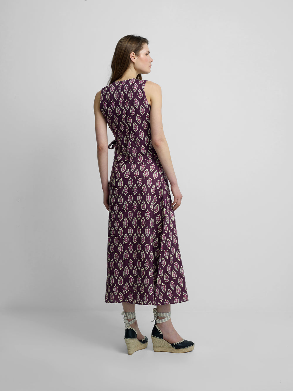 Long burgundy print skirt