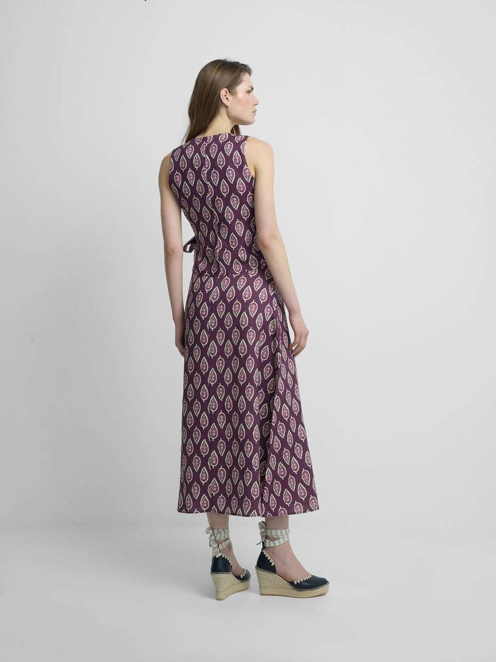 Falda larga estampado burdeos