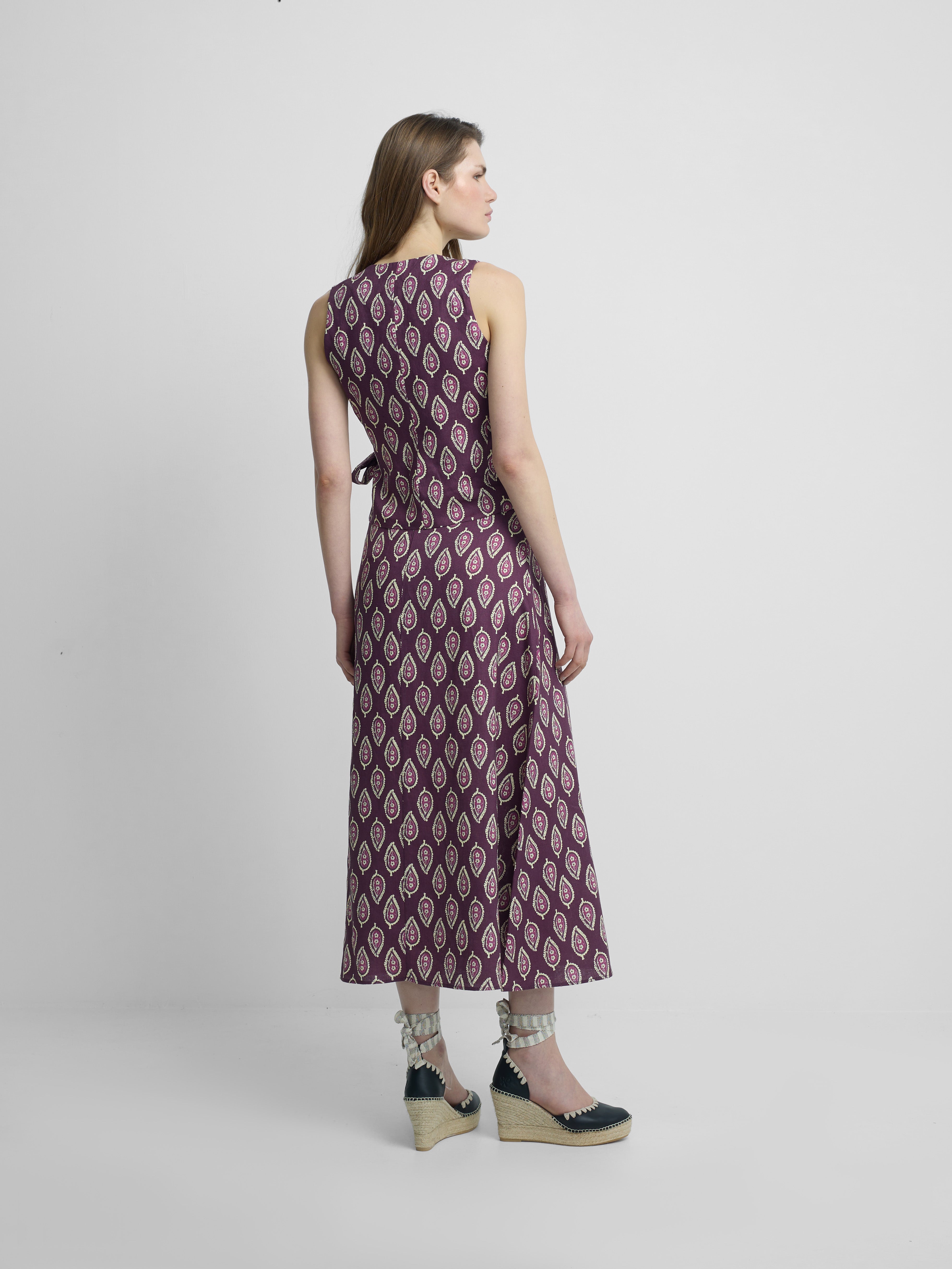 Jupe longue imprimée bordeaux