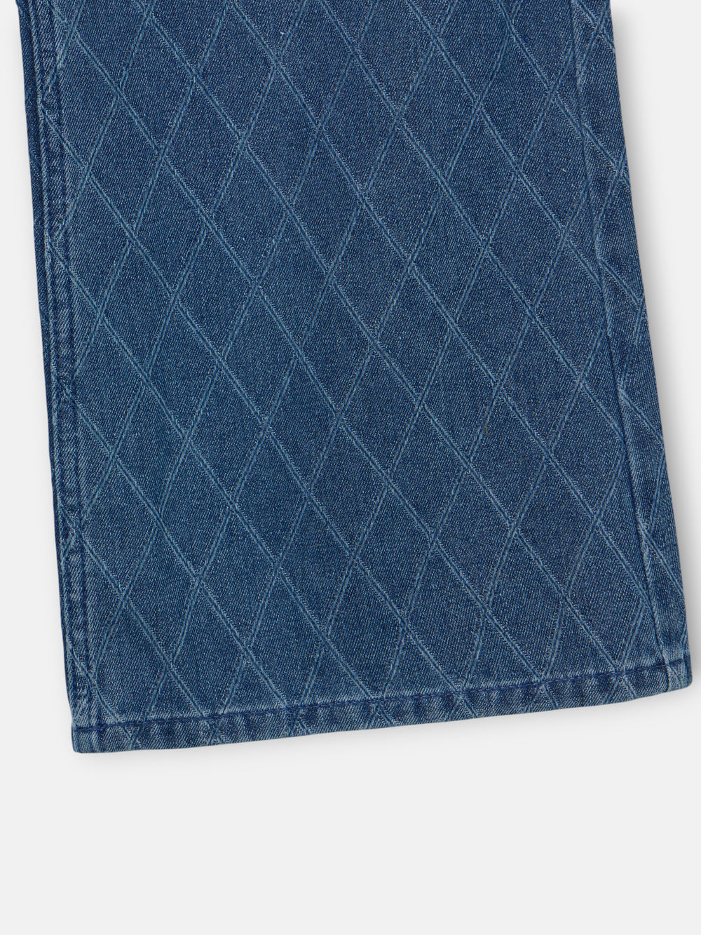 Pantalon denim estampado rombos azul