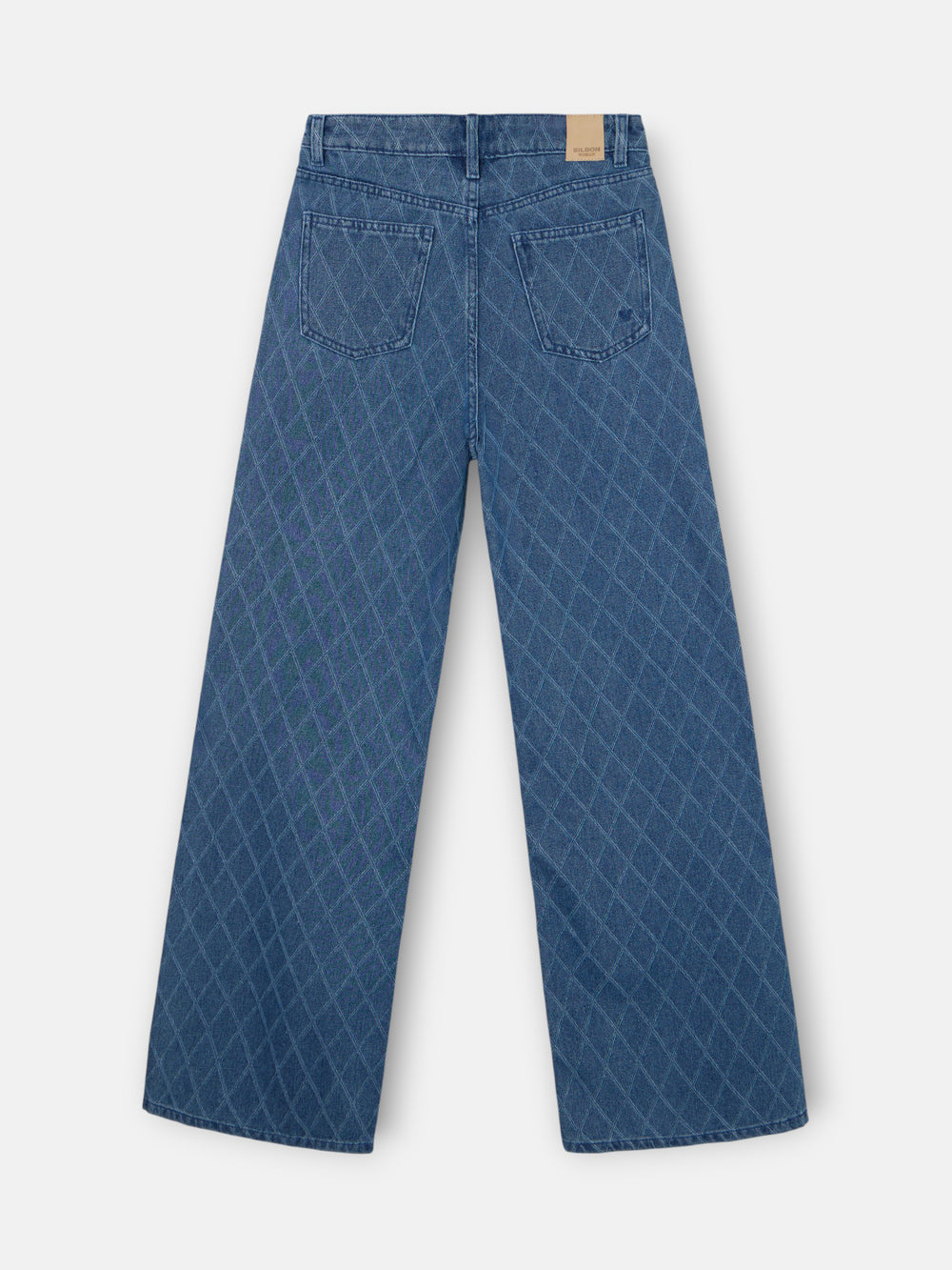 Pantalon denim estampado rombos azul
