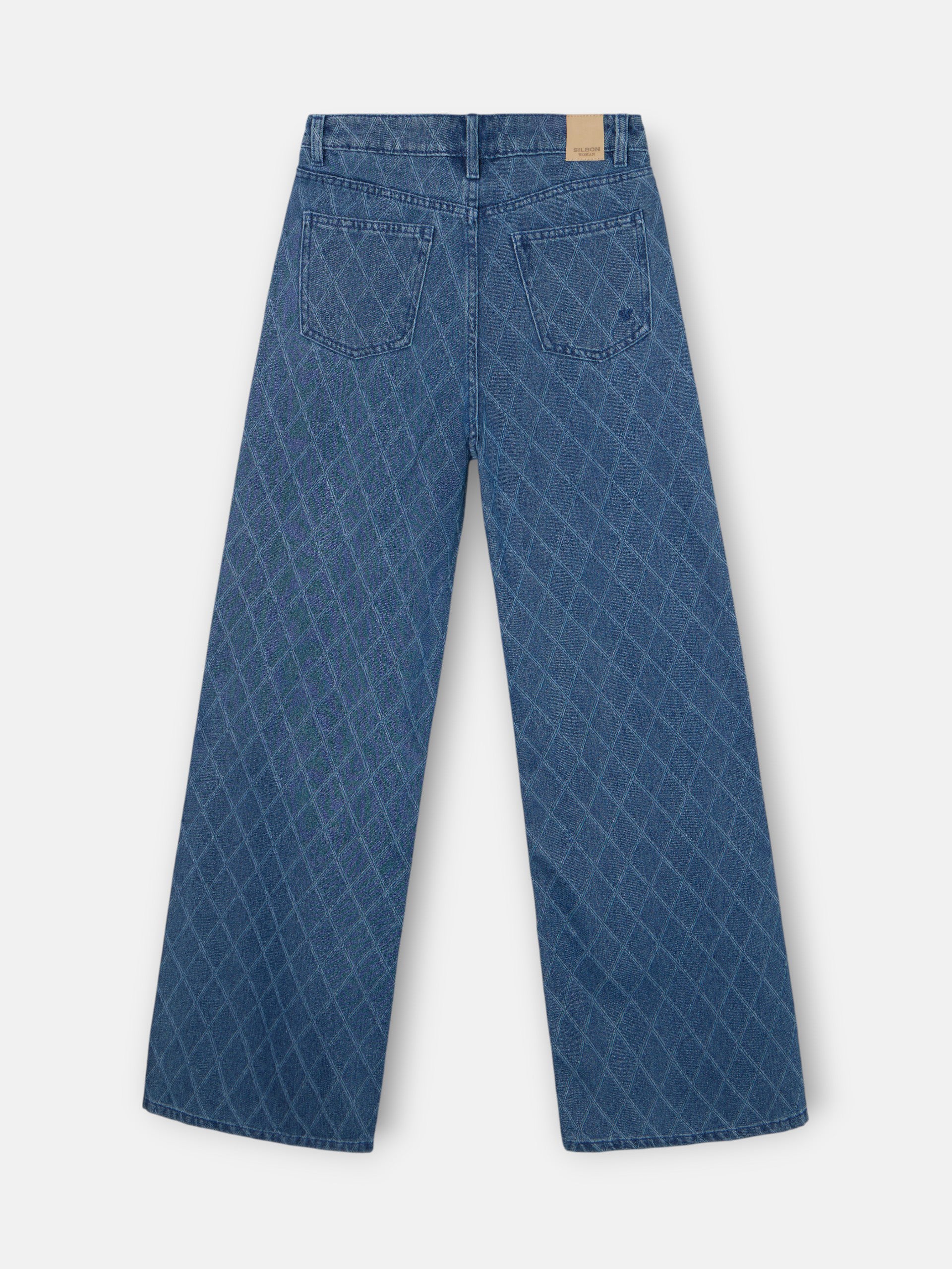 Pantalon denim estampado rombos azul