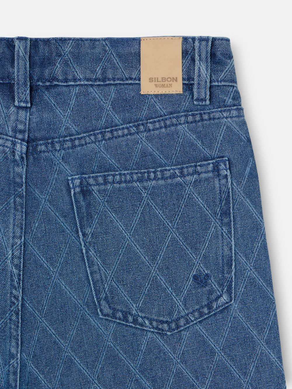 Pantalon denim estampado rombos azul