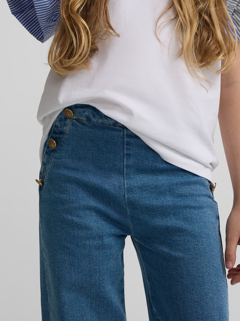Calças de menina marinheiro denim