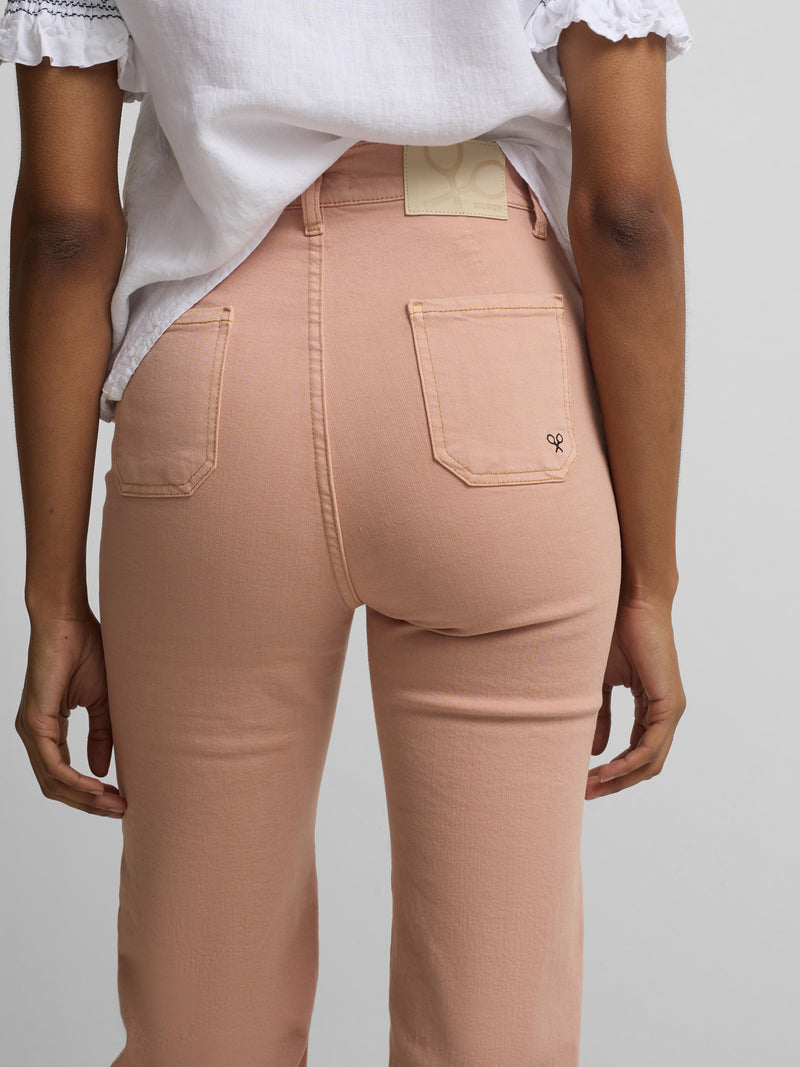 Pantalon denim hebillas coral