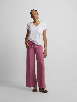 Pantalon en denim avec cordon framboise