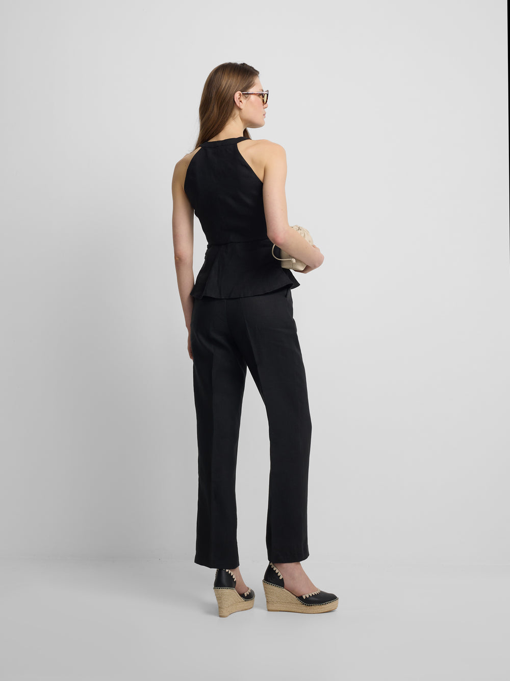 pantalon en lin noir