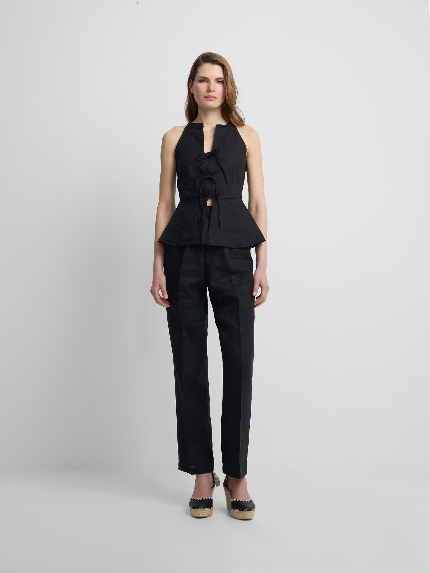 Black linen trousers