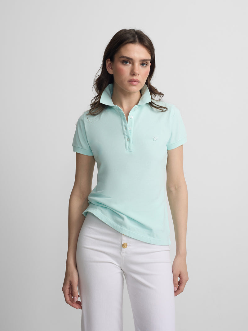 Classic women's polo in aqua green