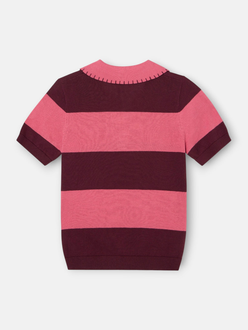 Polo punto manga corta rayas rosas
