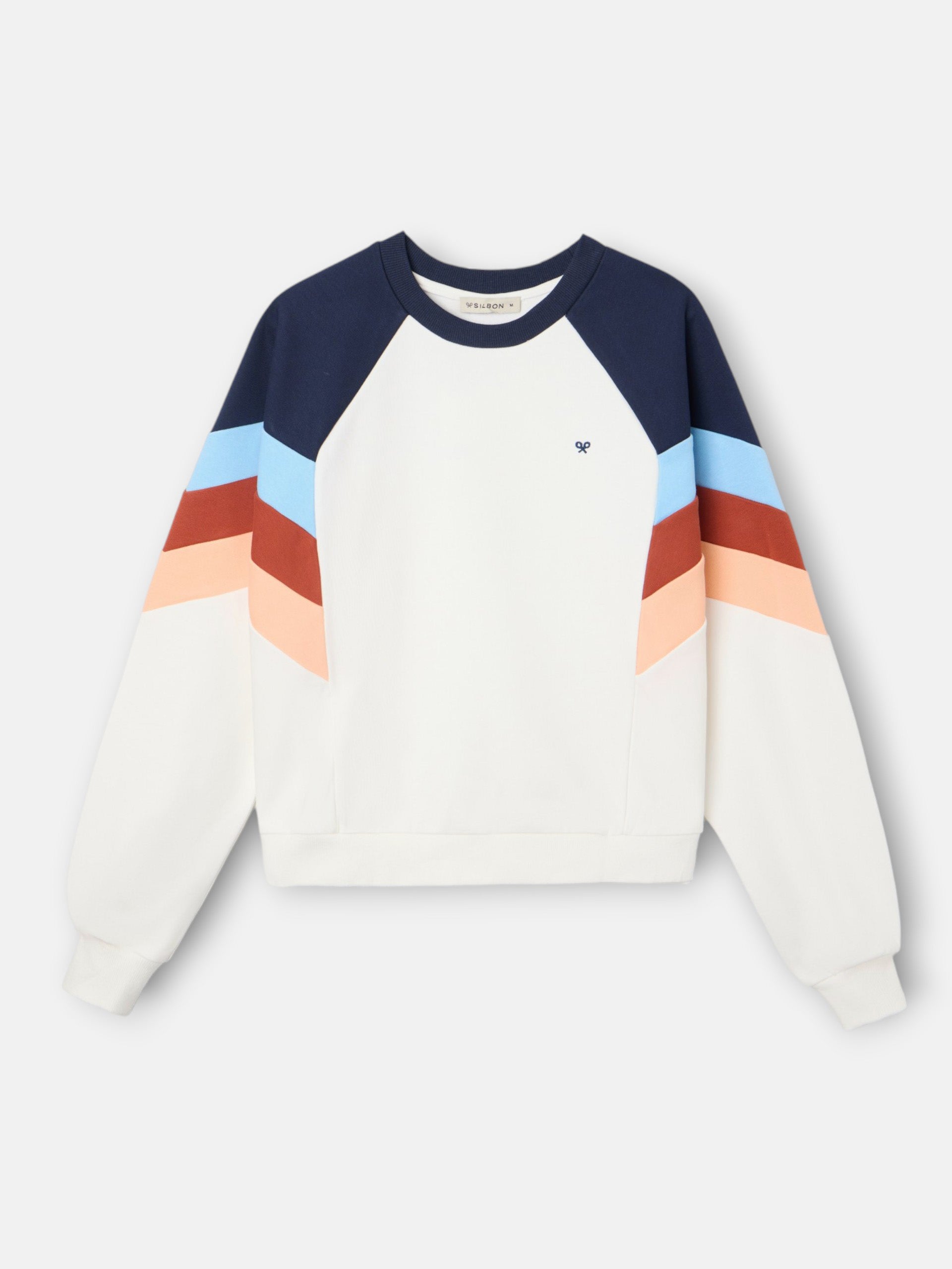 Sweat-shirt femme tricolore bleu