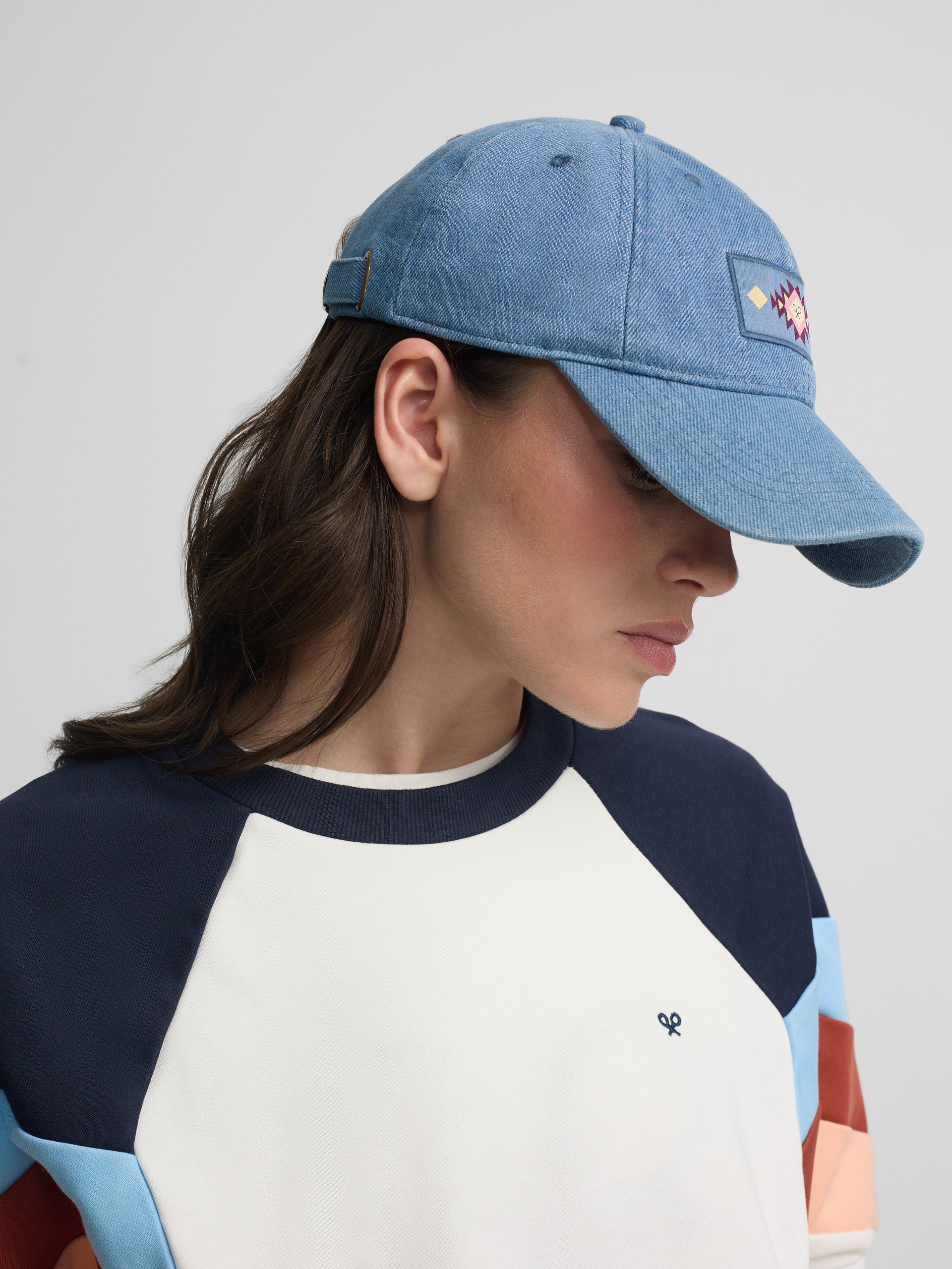 Sweat-shirt femme tricolore bleu