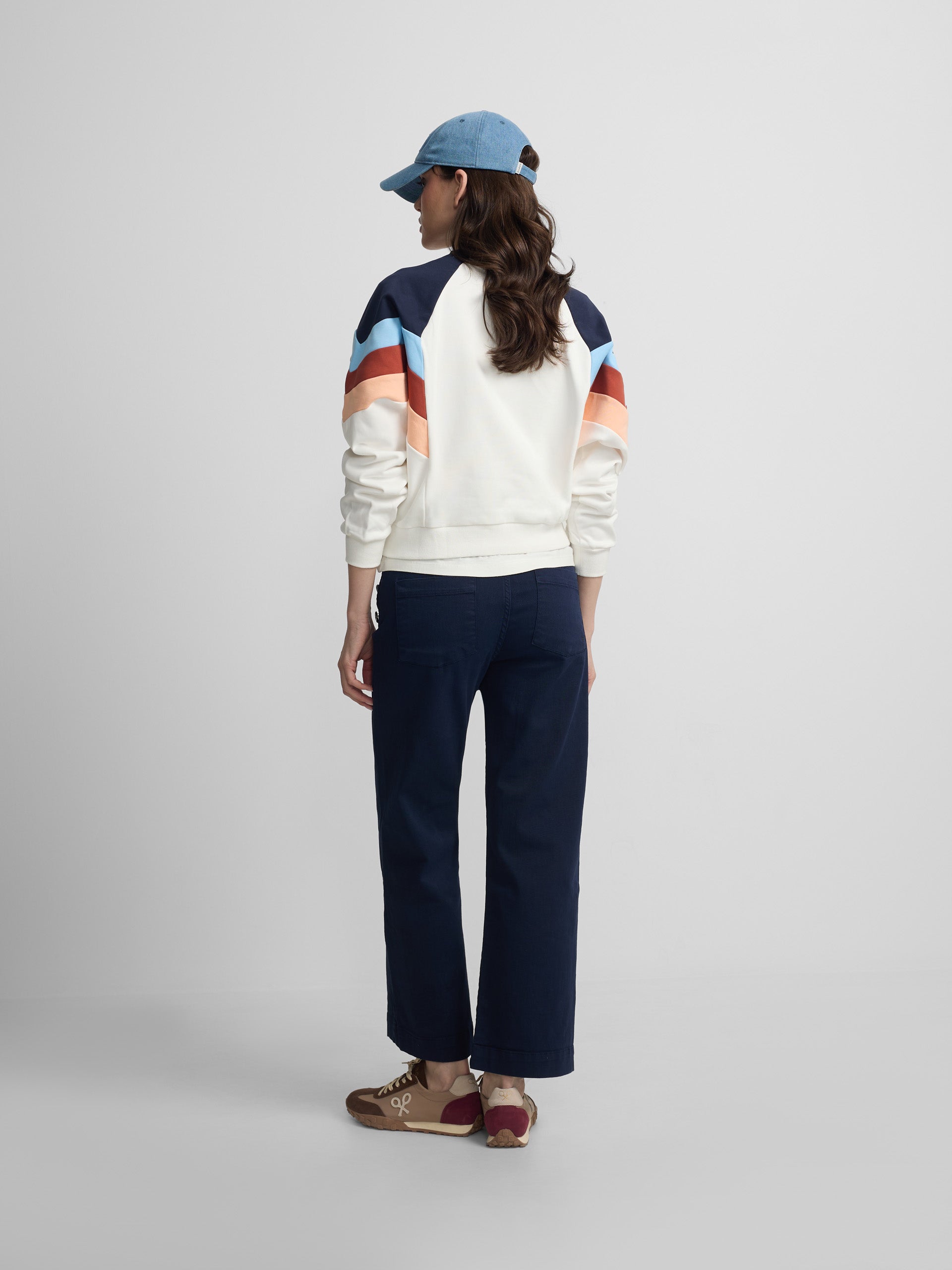 Sweat-shirt femme tricolore bleu