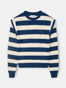 Sweat-shirt femme à épaulettes rayures bleues
