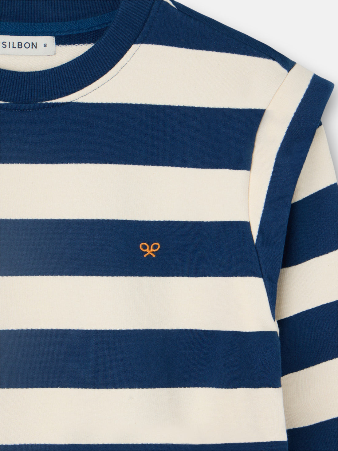 Sweat-shirt femme à épaulettes rayures bleues