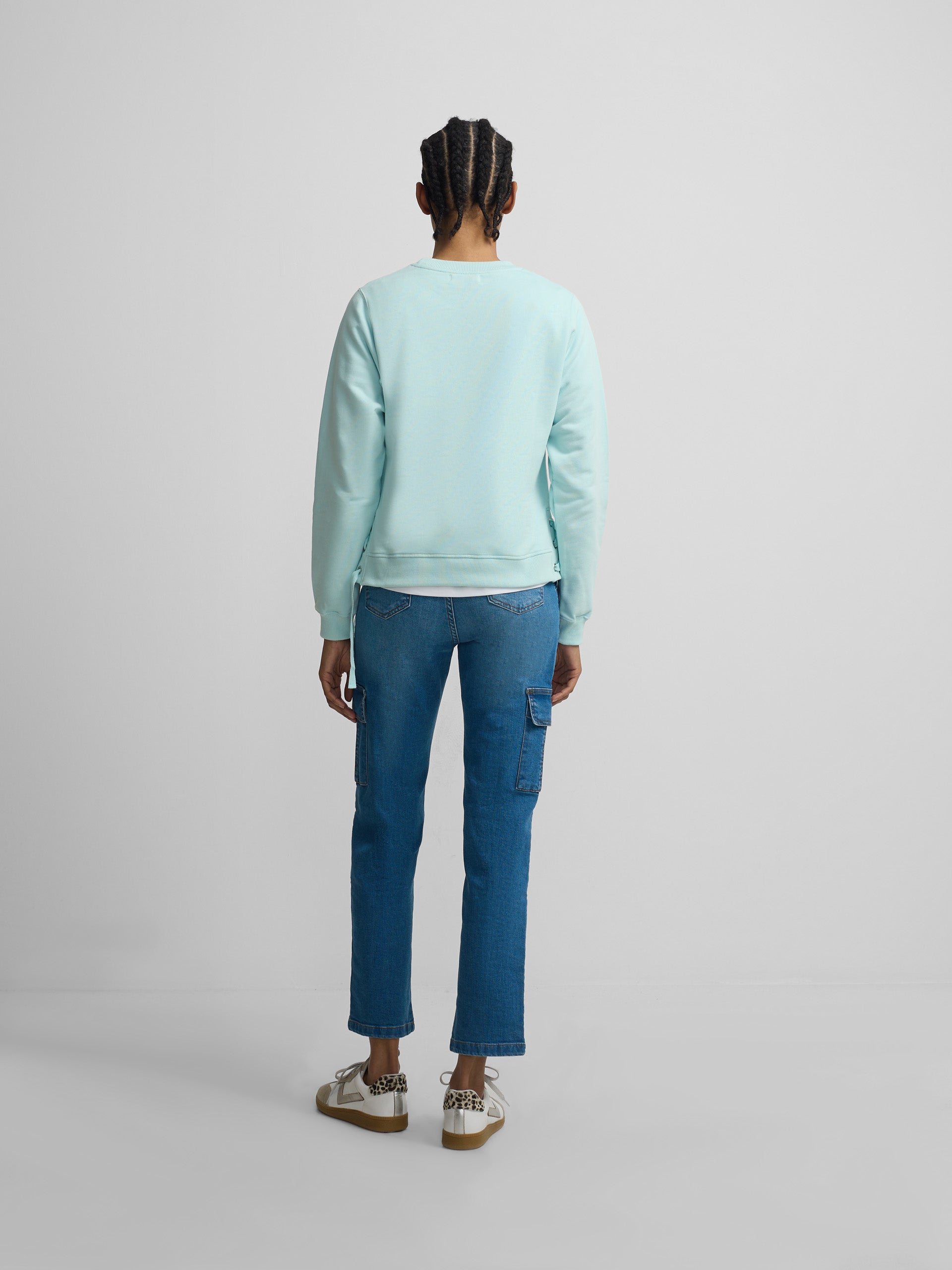 Sudadera woman detalle cuerdas verde agua