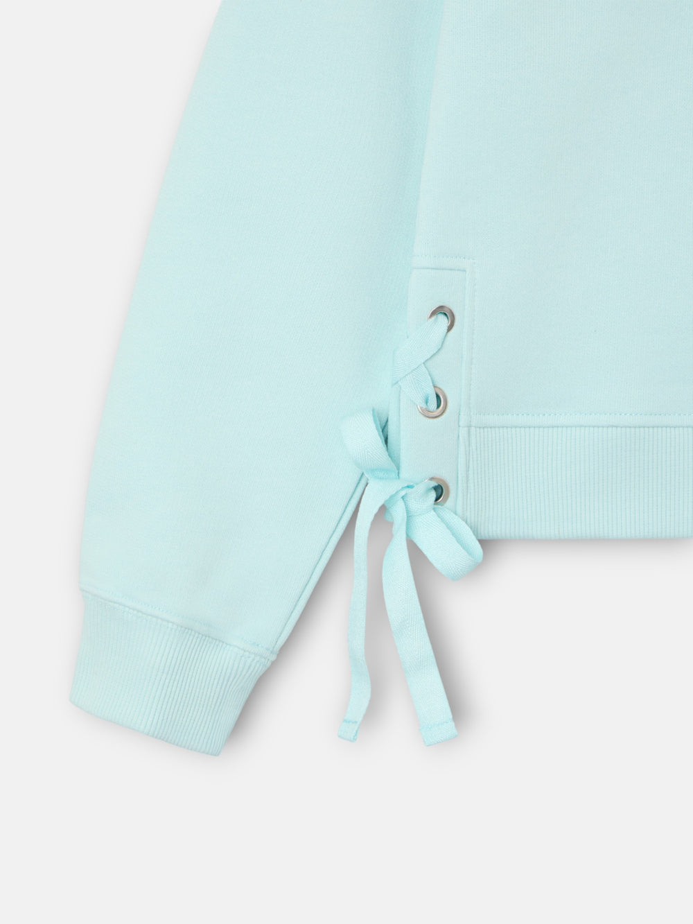 Sweatshirt mulher com detalhe de cordões verde água