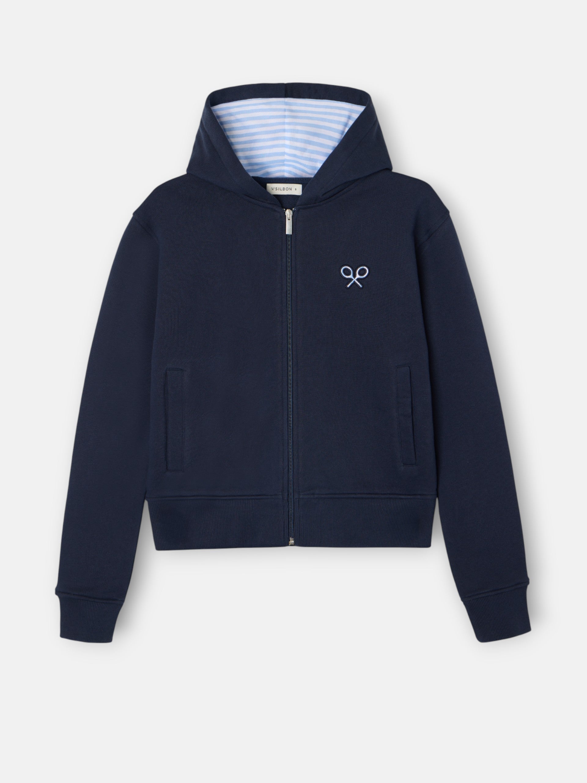 Sweatshirt mulher fecho raquete azul-marinho