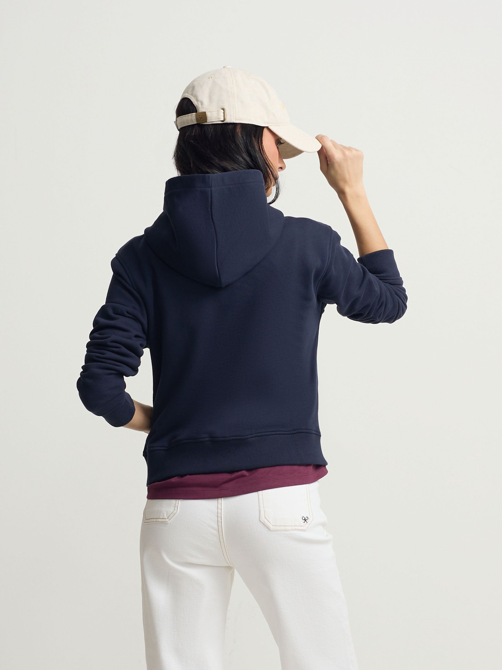 Sweat-shirt zippé pour femme bleu marine