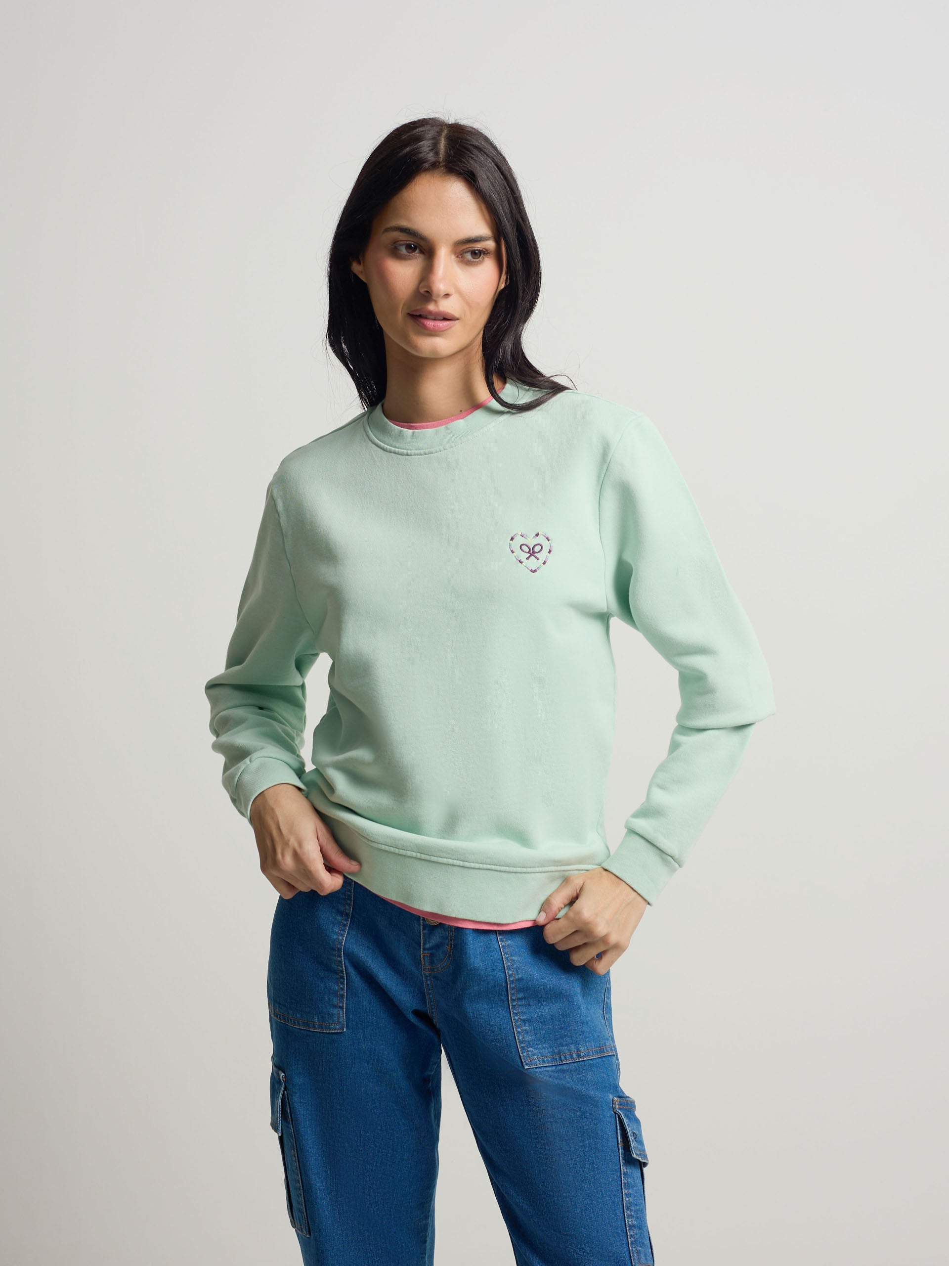 Sweatshirt mulher coração love verde