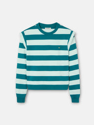 Sweatshirt mulher ombreiras riscas verdes