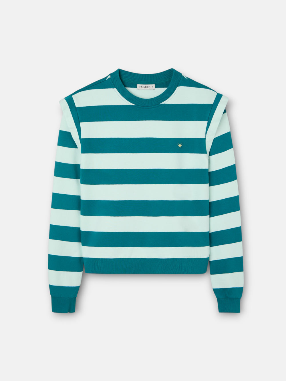 Sweatshirt mulher ombreiras riscas verdes