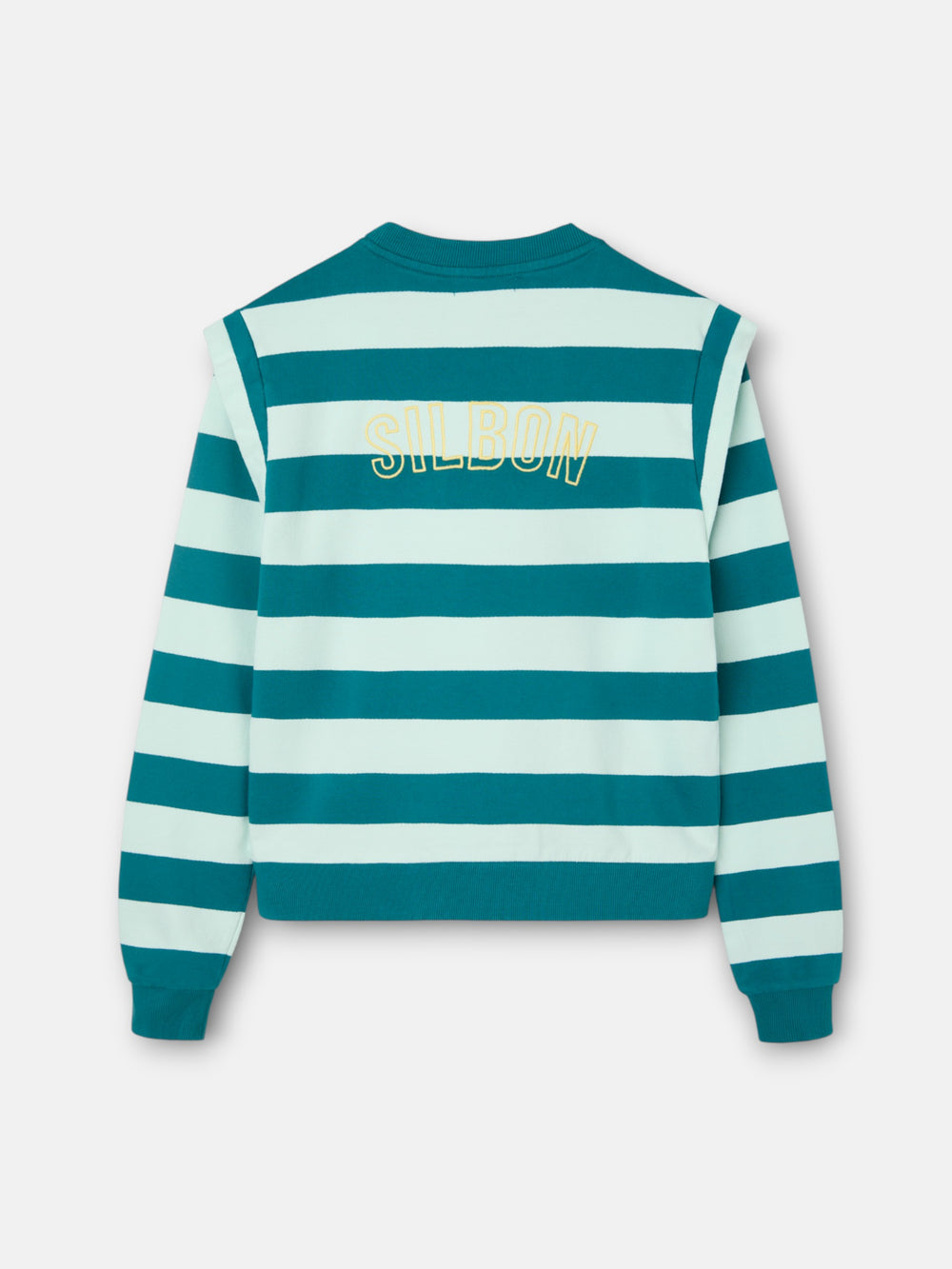 Sweatshirt mulher ombreiras riscas verdes