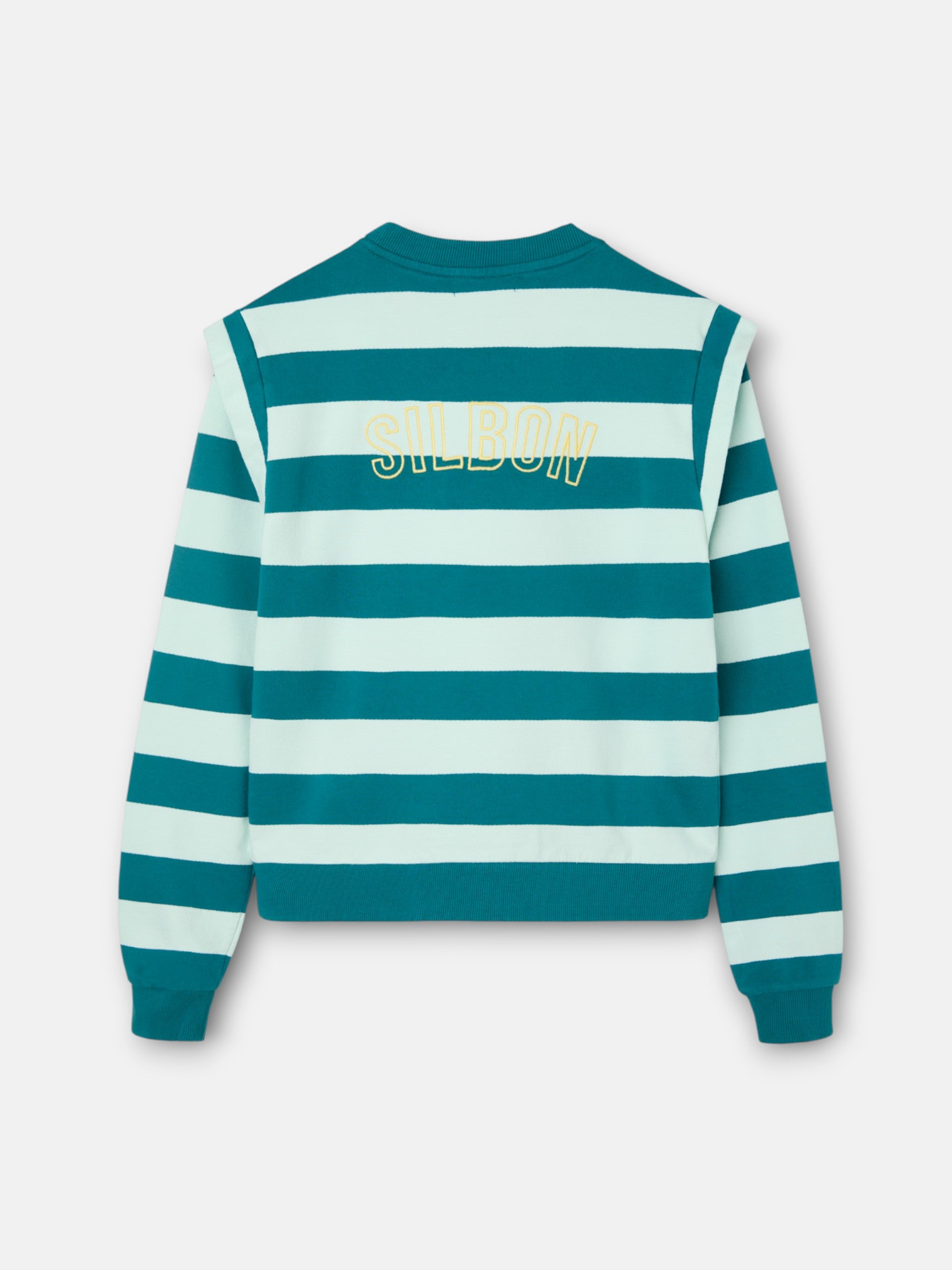 Sweatshirt mulher ombreiras riscas verdes