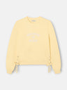 Sweat-shirt femme détail cordons jaune