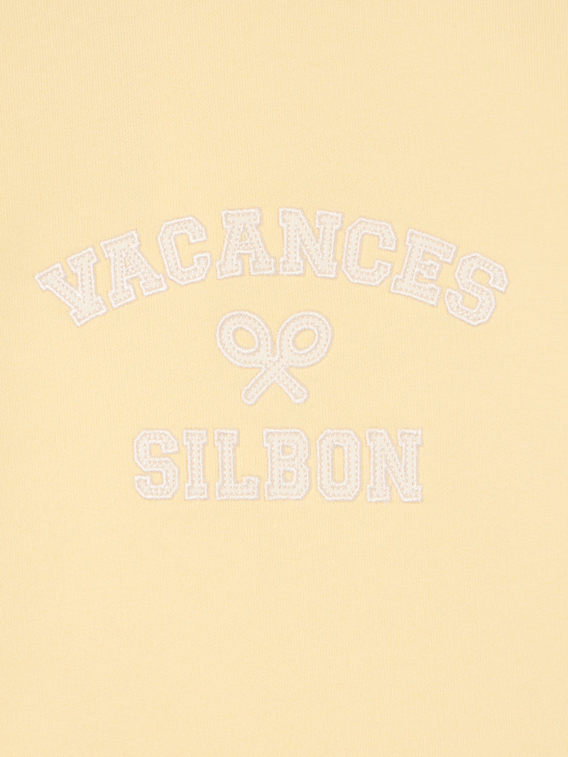 Sweat-shirt femme détail cordons jaune