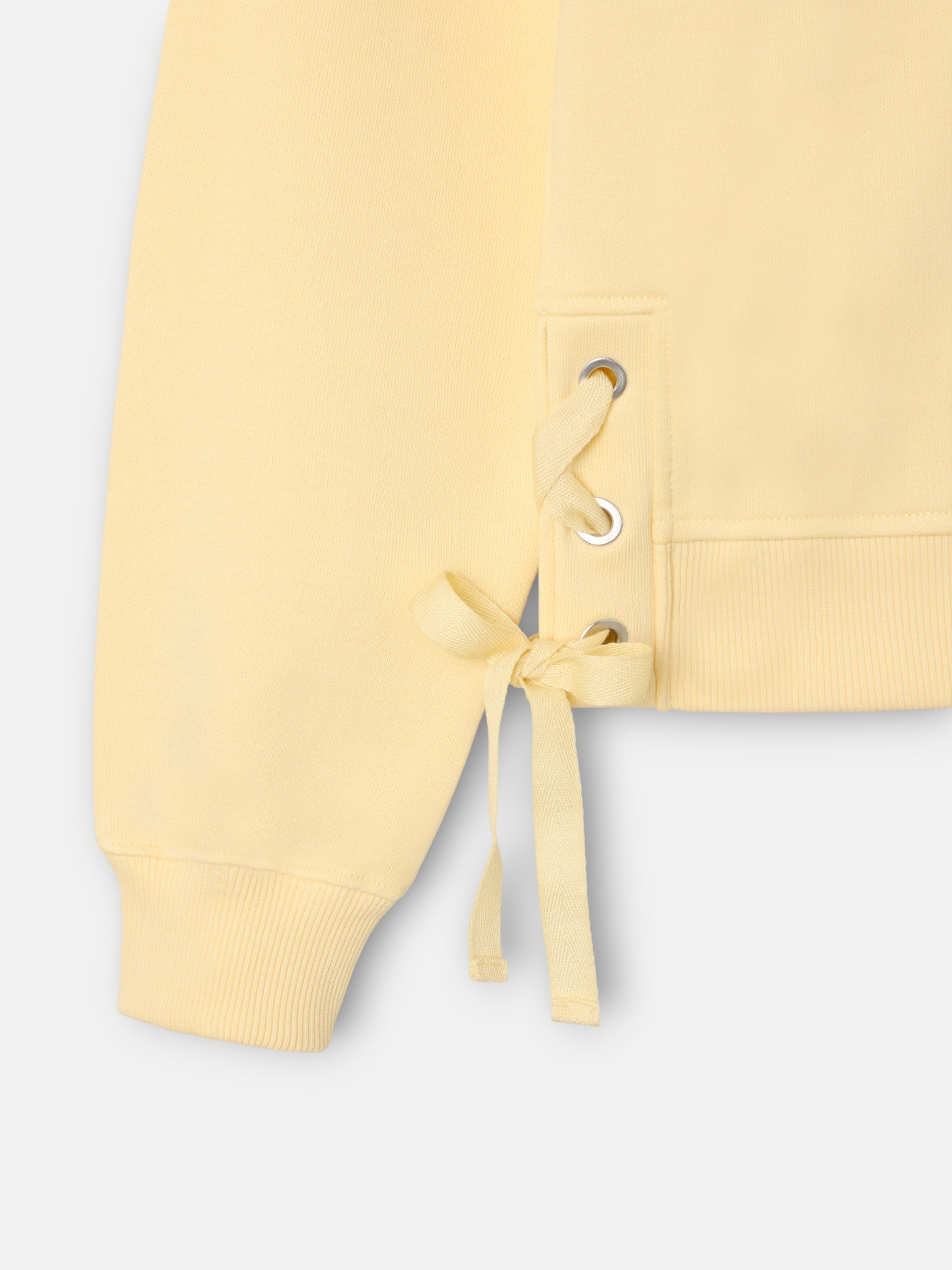 Sudadera woman detalle cuerdas amarilla
