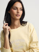 Sweat-shirt femme détail cordons jaune
