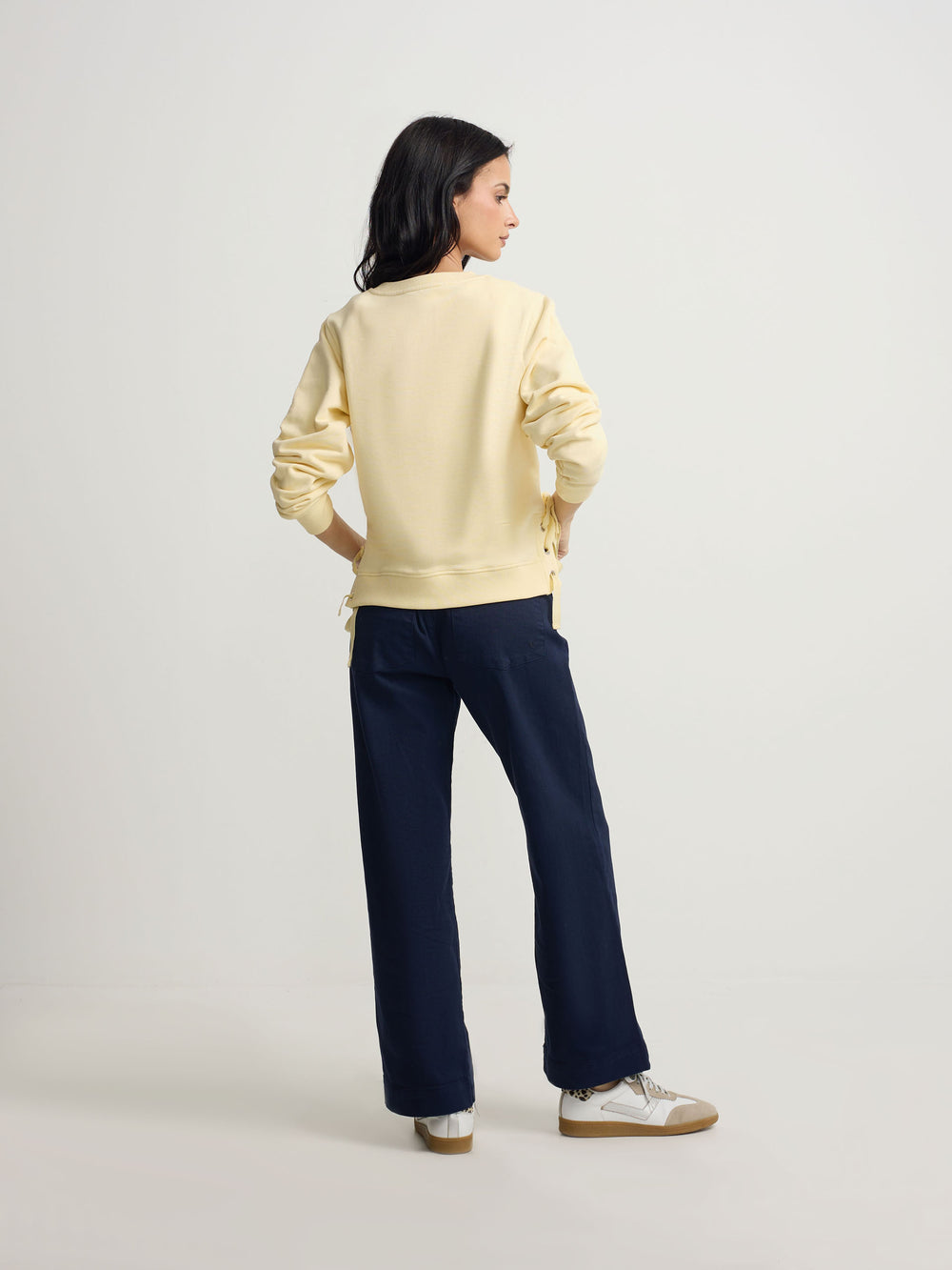 Sweat-shirt pour femme avec cordon de serrage jaune