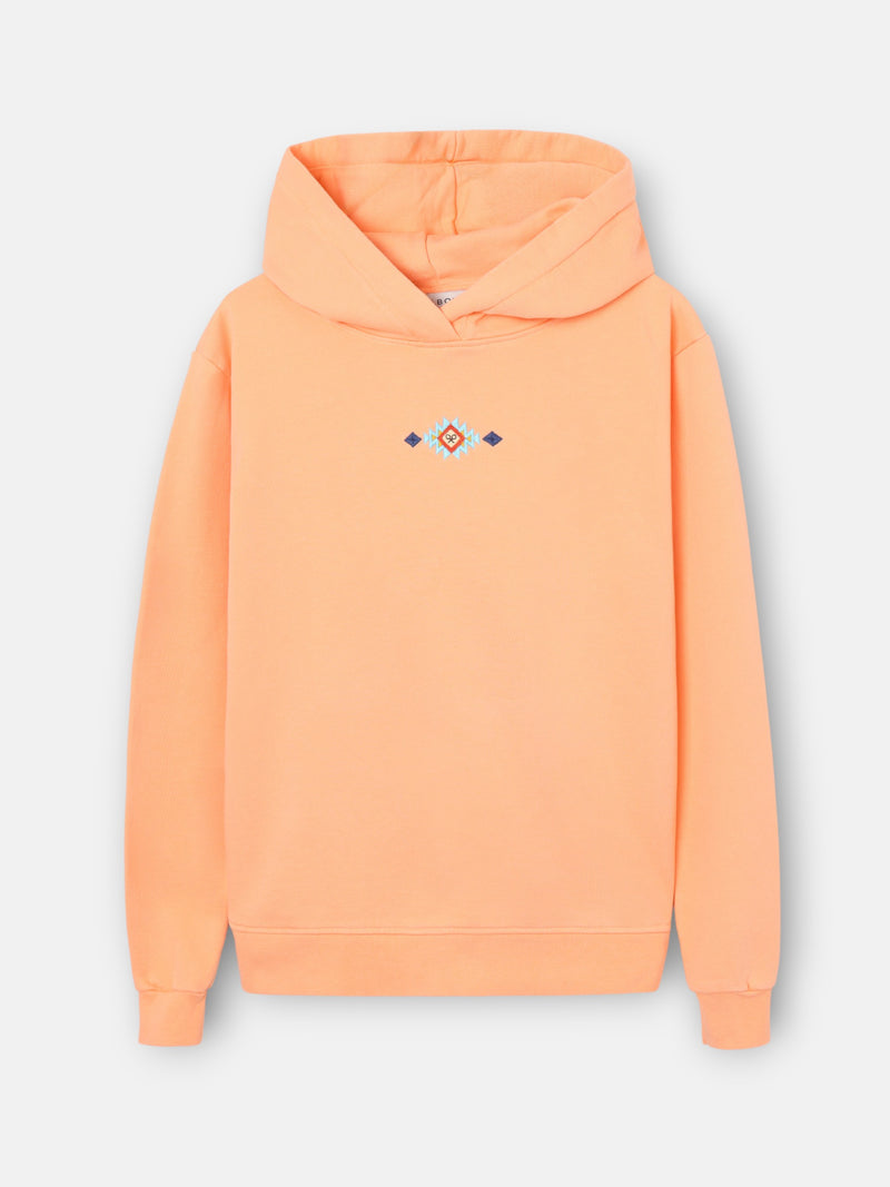Sweat à capuche femme raquette ethnique orange