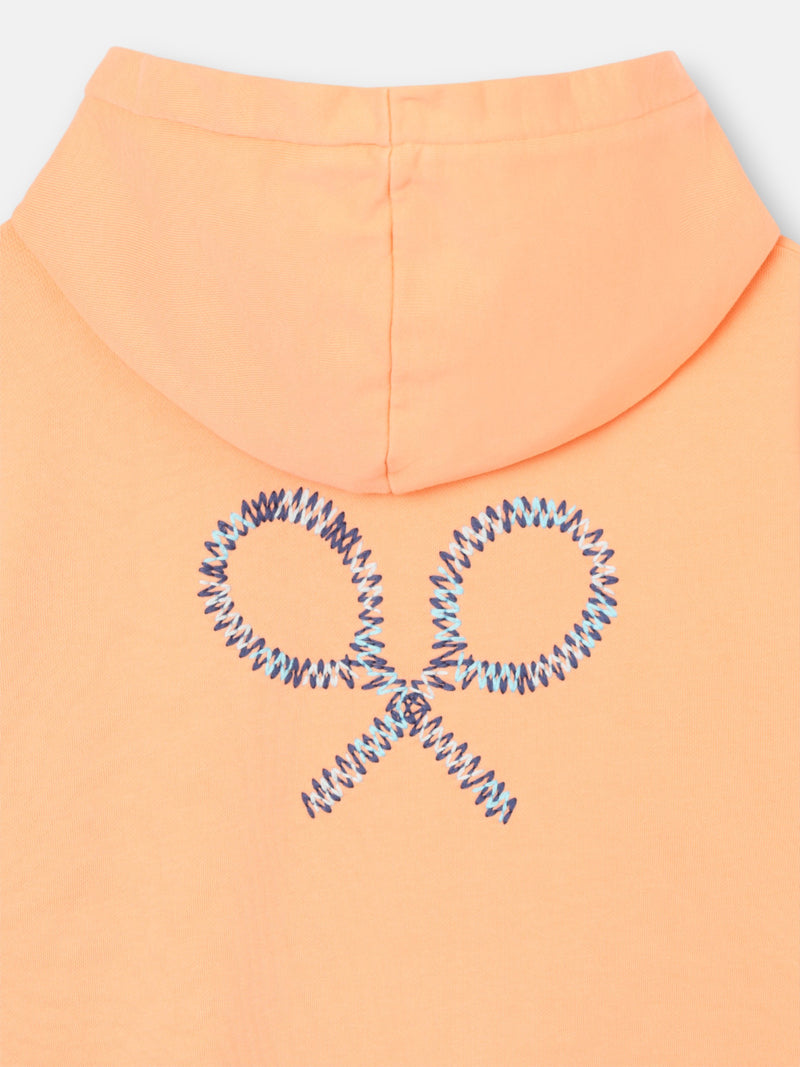 Sweat à capuche femme raquette ethnique orange