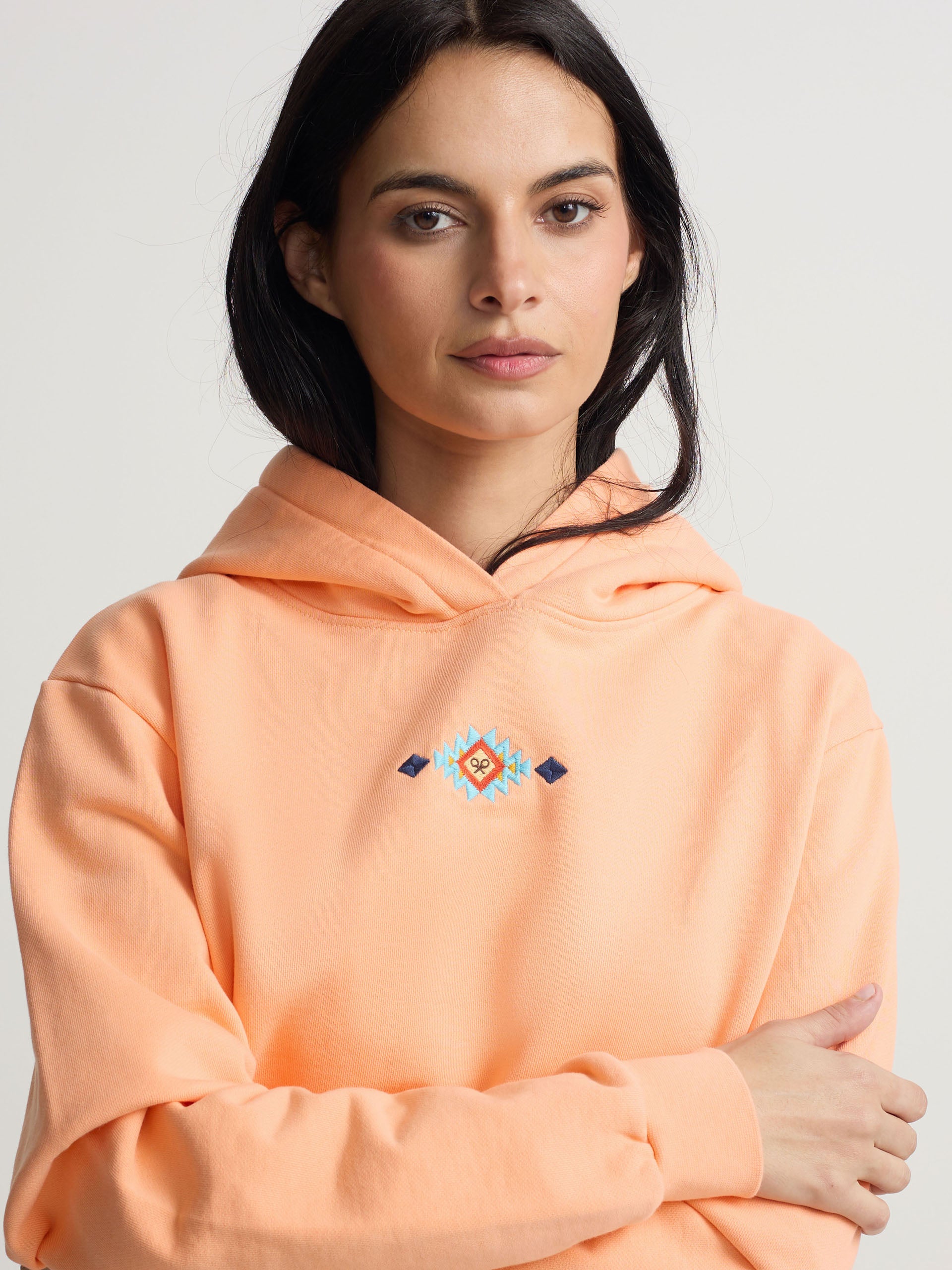 Sweat à capuche ethnique orange pour femme