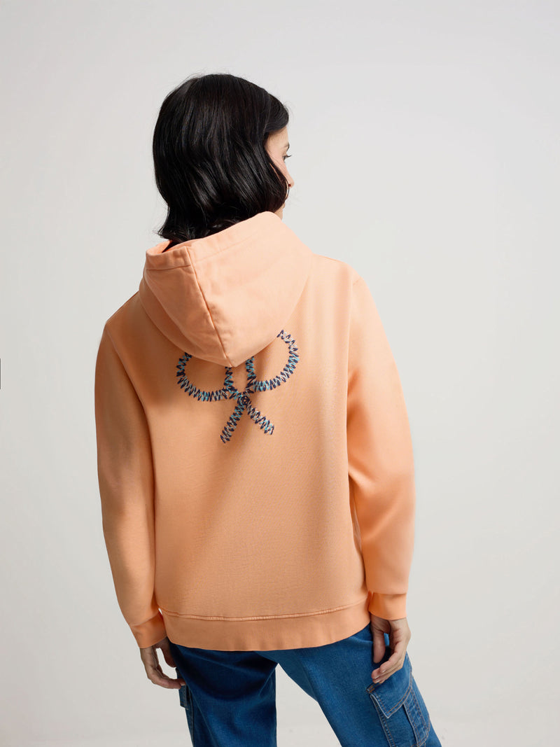 Sweat à capuche femme raquette ethnique orange