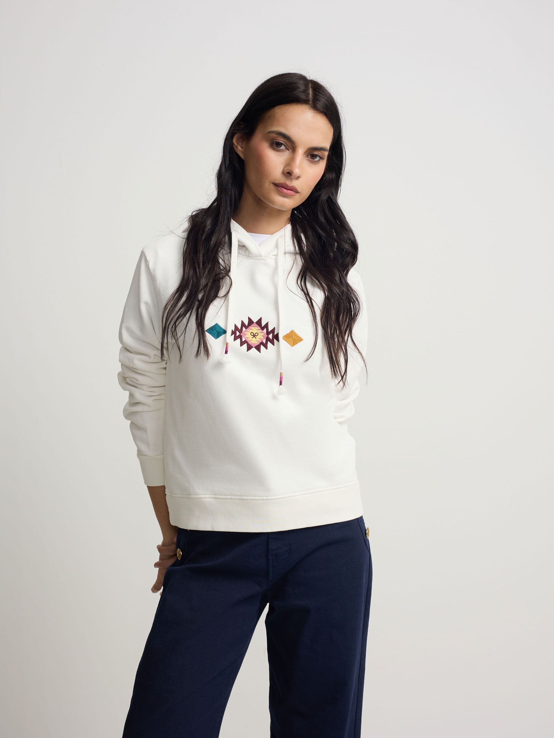 Sweat à capuche en ikat brut pour femme