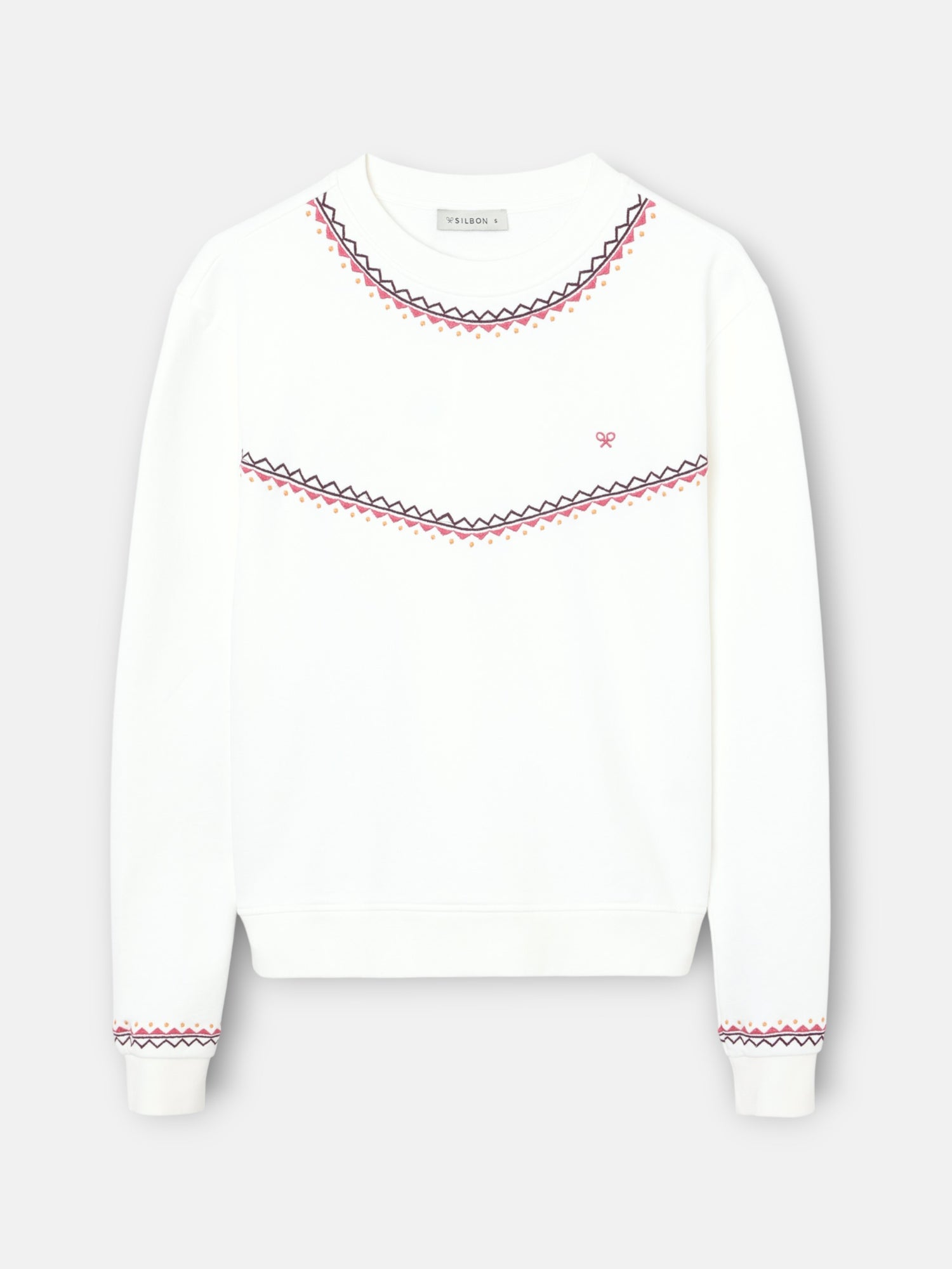 Women's sweatshirt with ethnic embroidery raw