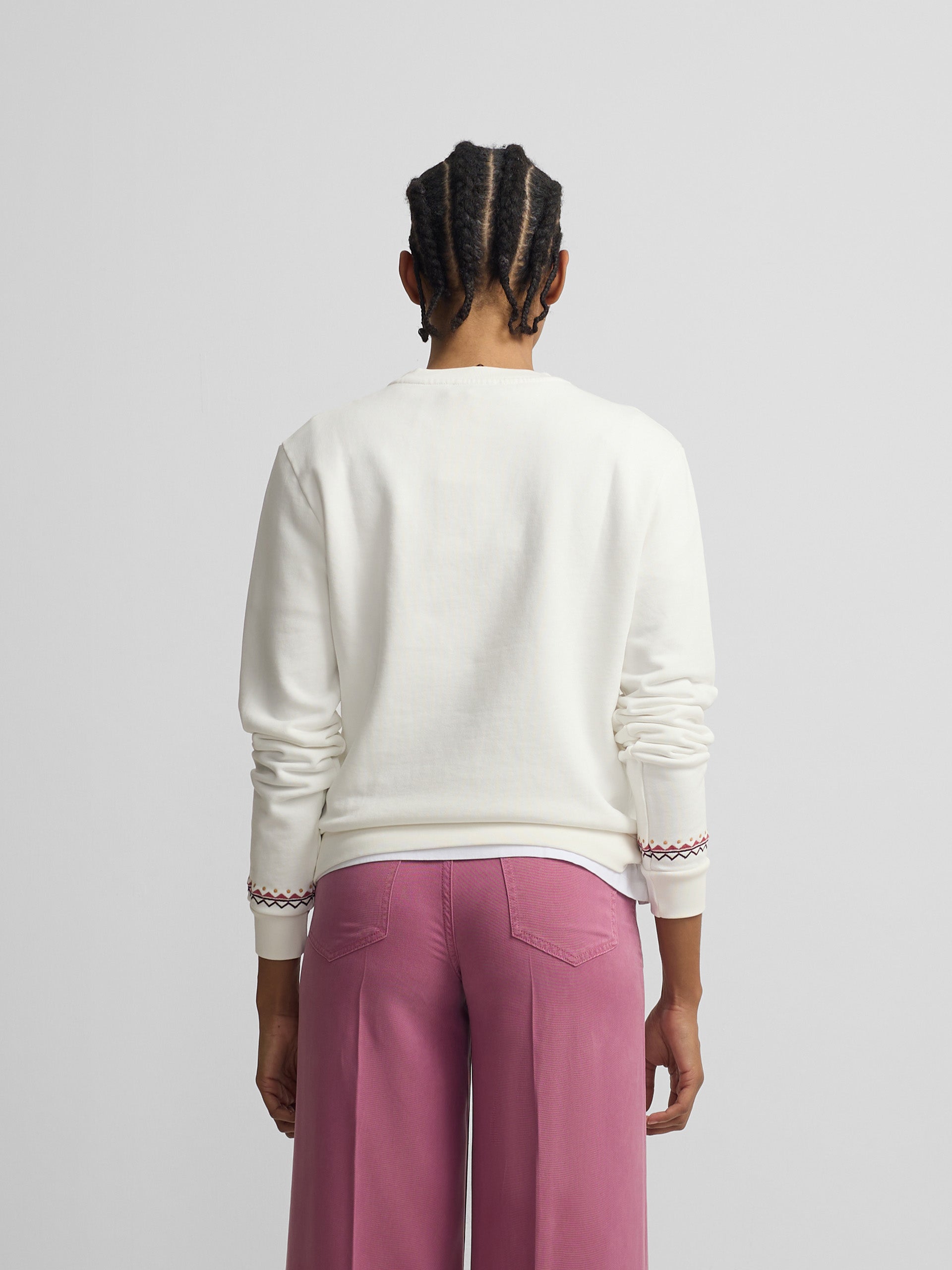 Sweat-shirt pour femme avec broderie ethnique brut