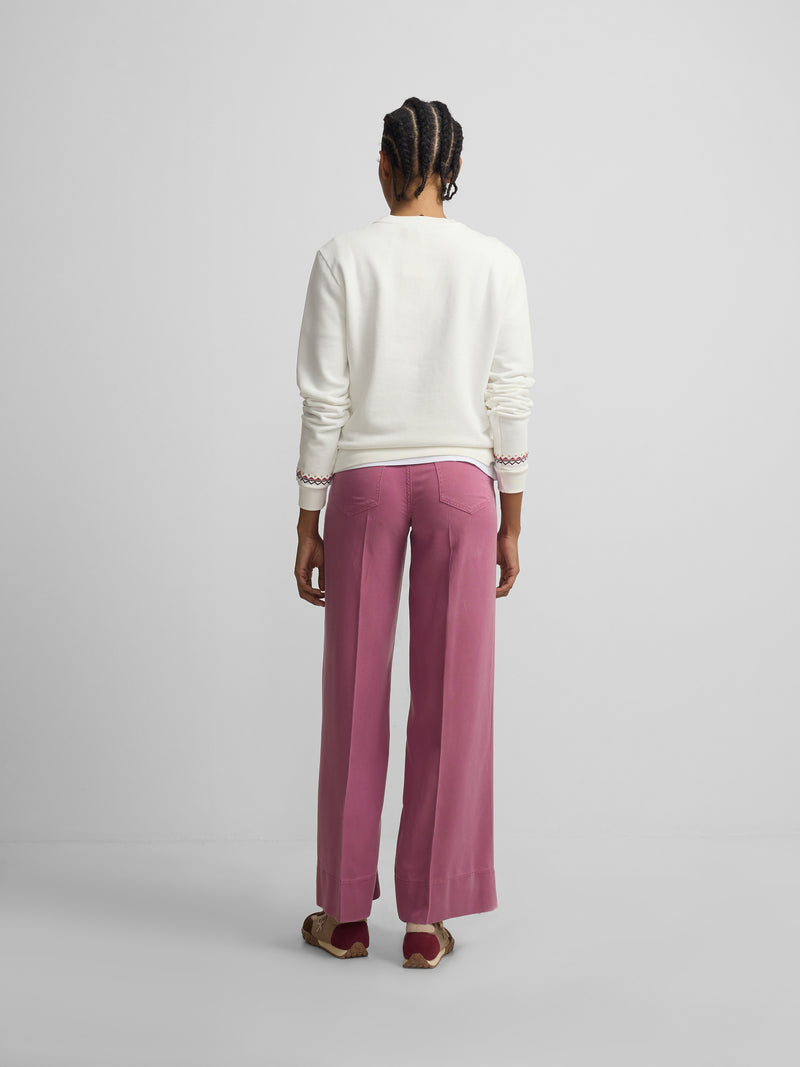 Sweatshirt mulher bordados étnicos cru
