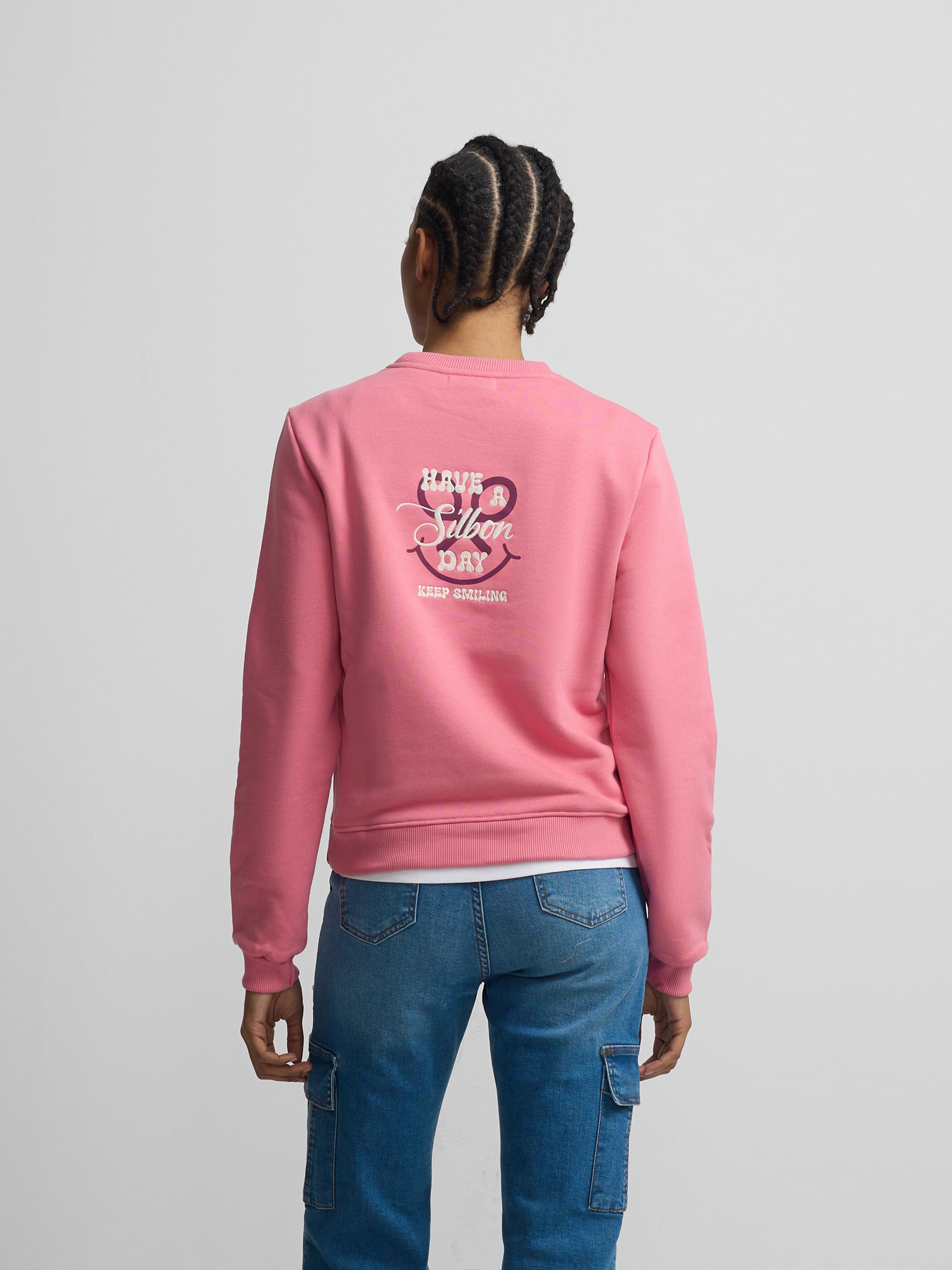 Woman have a silbon day pink sweatshirt