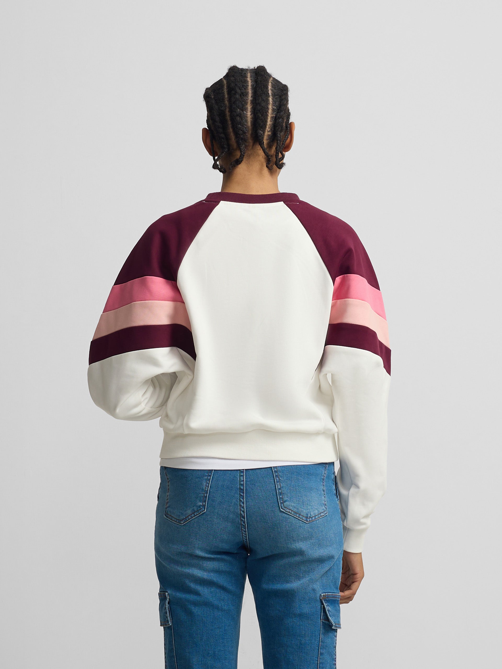 Sweat-shirt femme tricolore violet