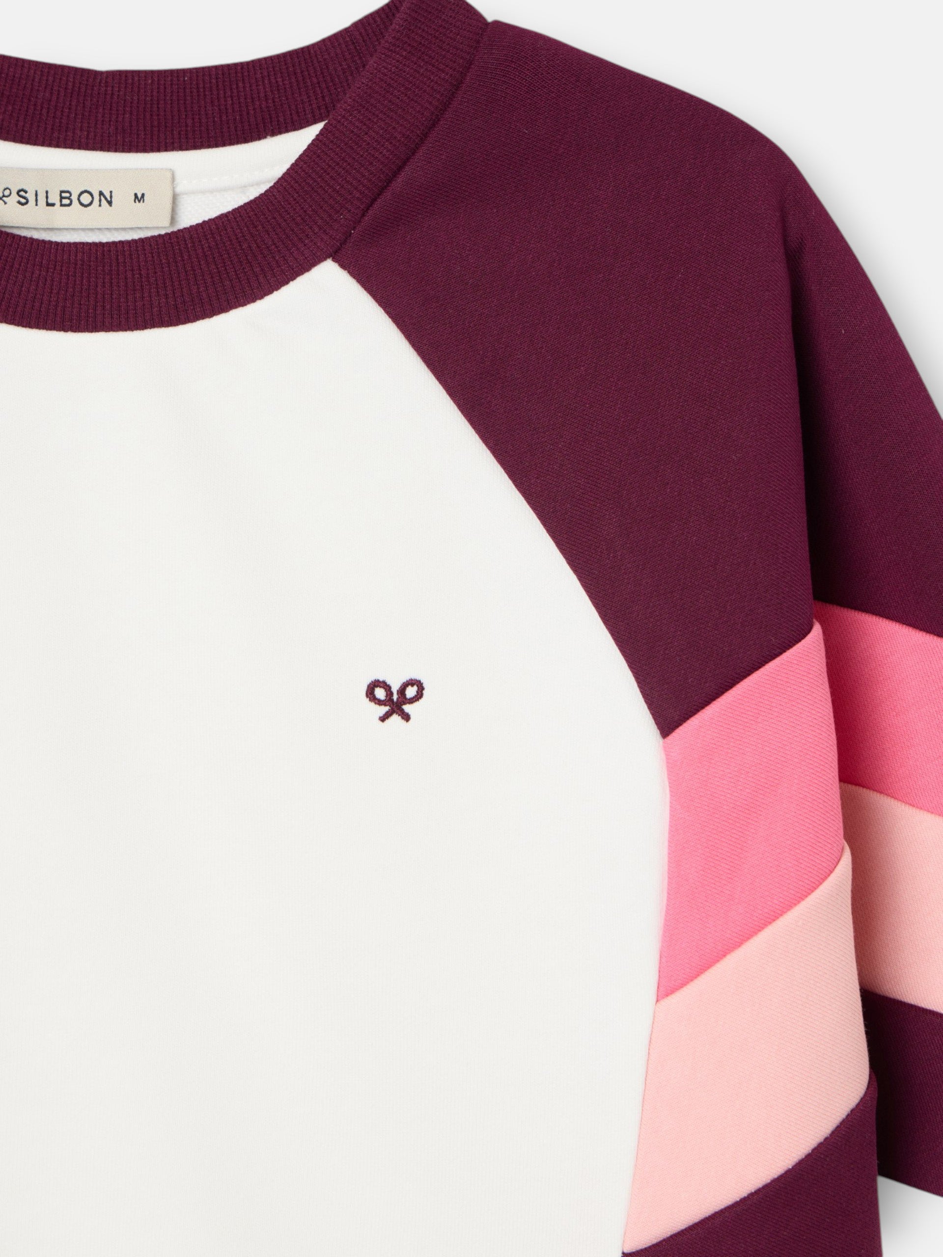 Sweat-shirt femme tricolore violet
