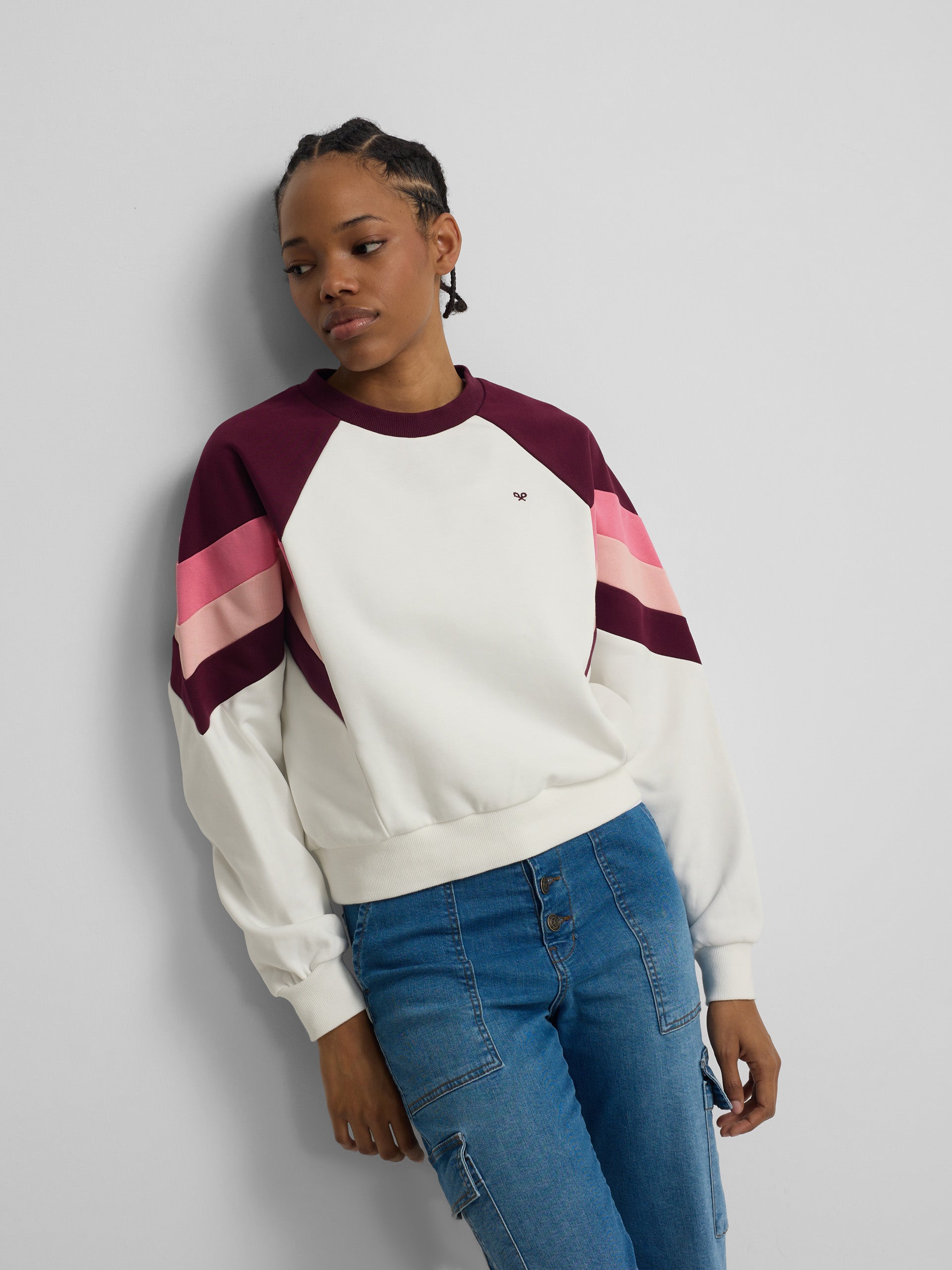 Sweat-shirt femme tricolore violet